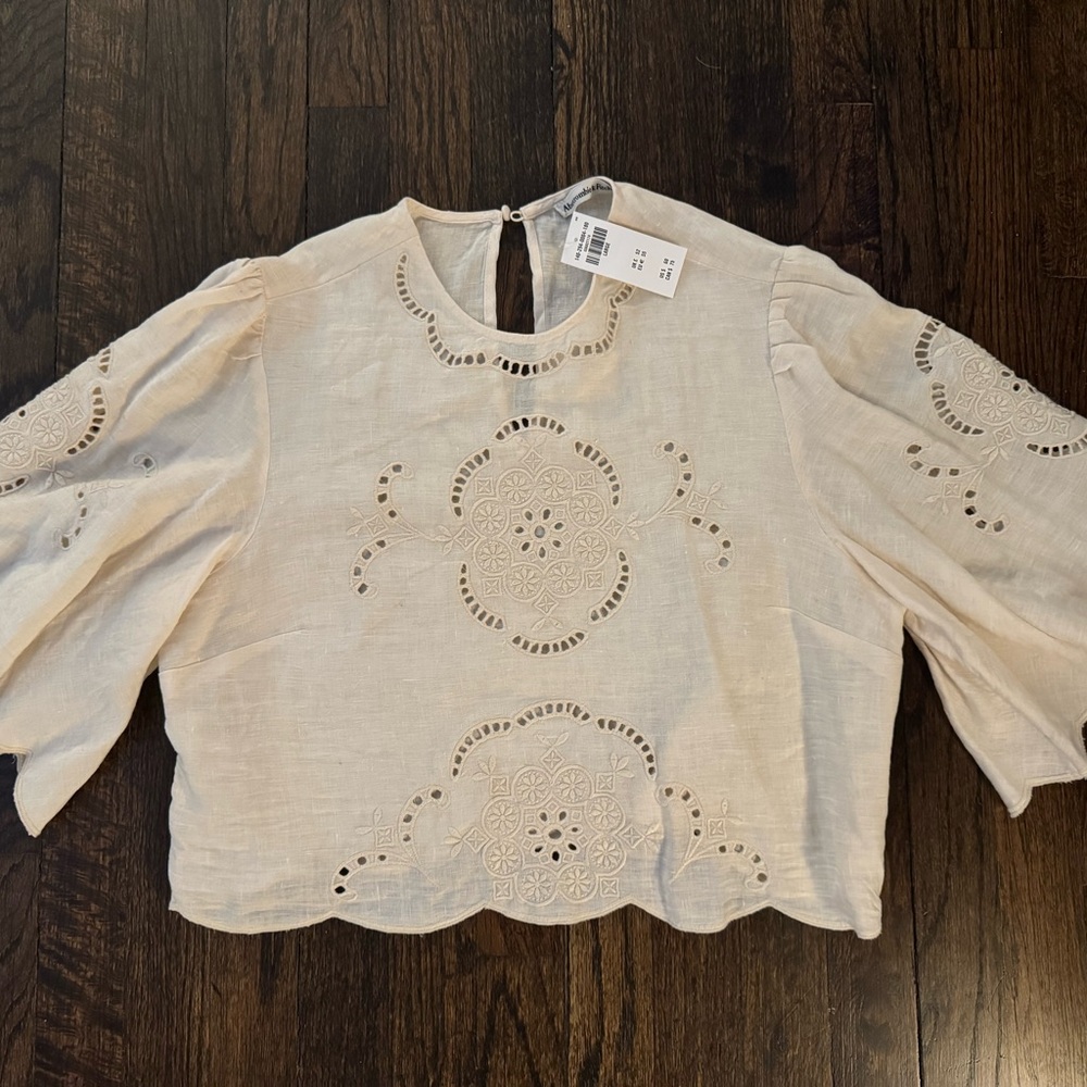 Cream Embroidered Women's Top
